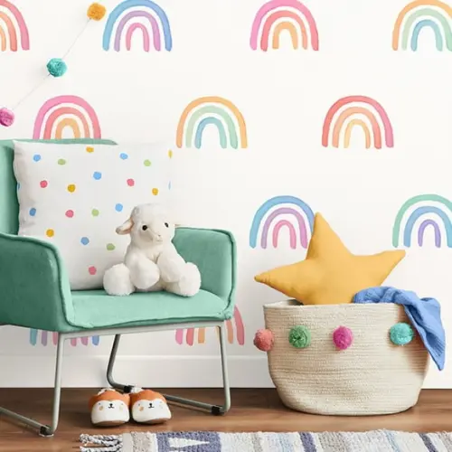 Adesivo de Parede Mini Arco Íris - Arco-íris Boho Aquarela