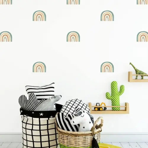 Adesivo de Parede Mini Arco Íris - Arco-íris Boho Aquarela