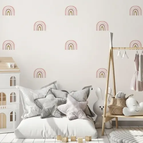 Adesivo de Parede Mini Arco Íris - Arco-íris Boho Aquarela