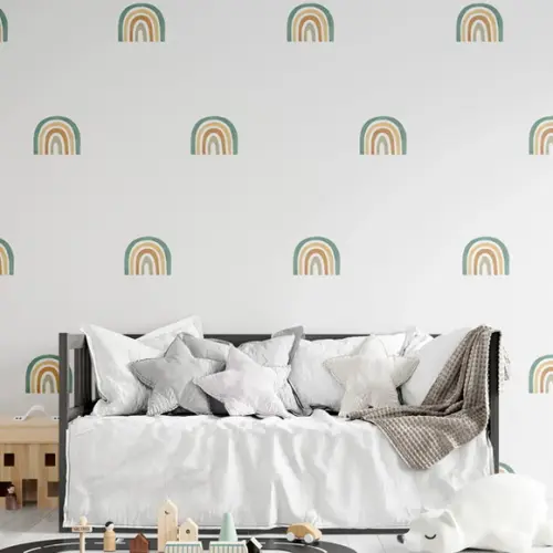 Adesivo de Parede Mini Arco Íris - Arco-íris Boho Aquarela