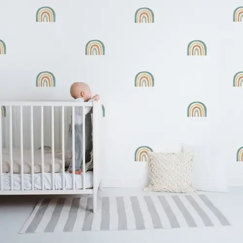 Adesivo de Parede Mini Arco Íris - Arco-íris Boho Aquarela