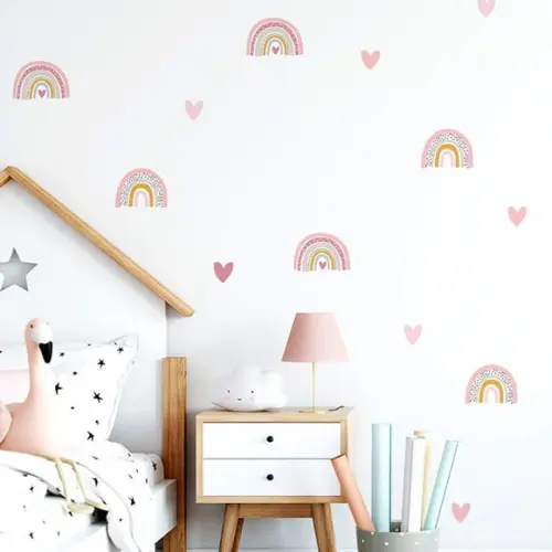 Adesivo de Parede Mini Arco Íris + Corações