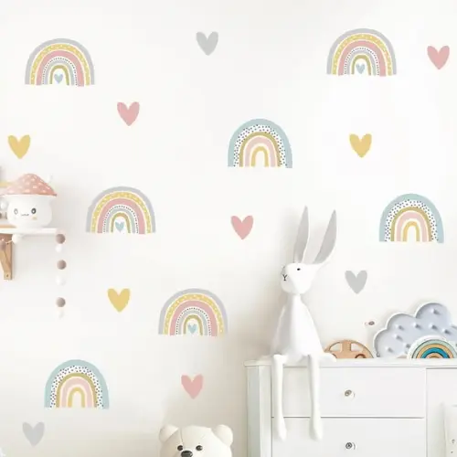 Adesivo de Parede Mini Arco Íris + Corações