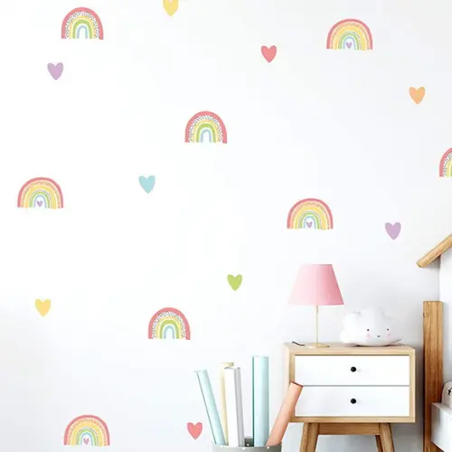 Adesivo de Parede Mini Arco Íris + Corações