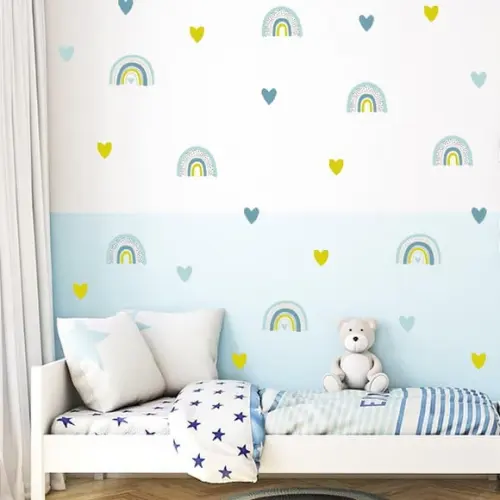 Adesivo de Parede Mini Arco Íris + Corações