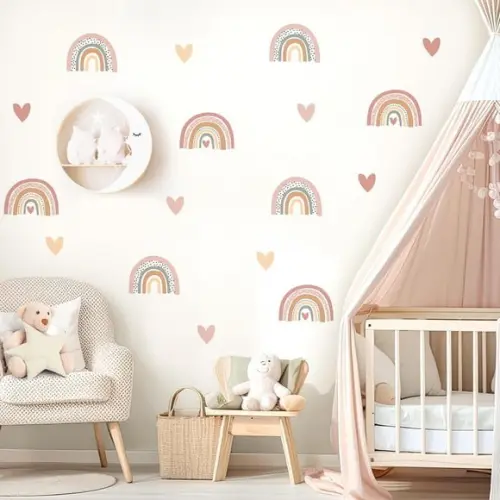 Adesivo de Parede Mini Arco Íris + Corações