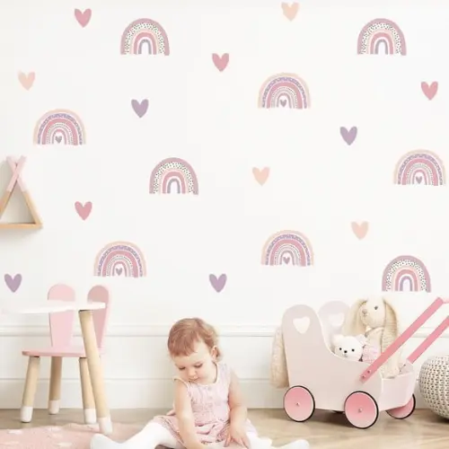 Adesivo de Parede Mini Arco Íris + Corações