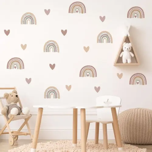 Adesivo de Parede Mini Arco Íris + Corações