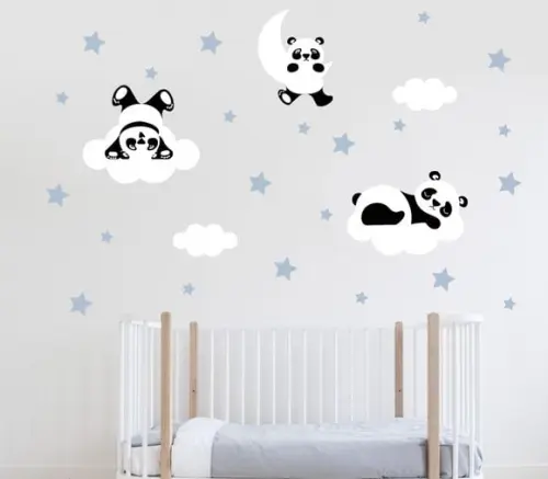 Adesivo de parede pandas nas nuvens