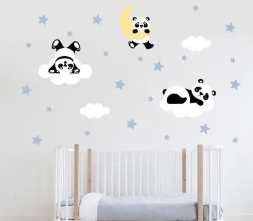 Adesivo de parede pandas nas nuvens