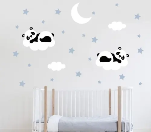 Adesivo de parede pandas nas nuvens