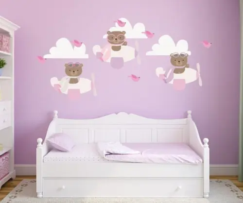 Adesivo de Parede para Quarto de Menina Tema Ursinhas