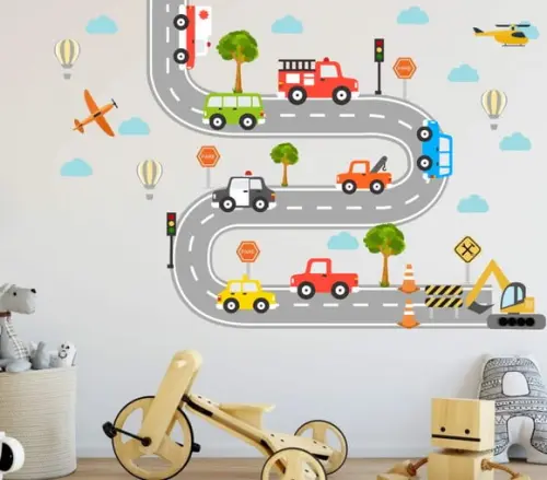 Adesivo de Parede Pista Transportes