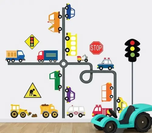 Adesivo de Parede Pista de Carrinhos