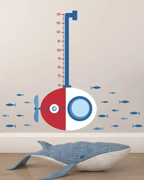 Adesivo de Parede Régua do Crescimento Submarino