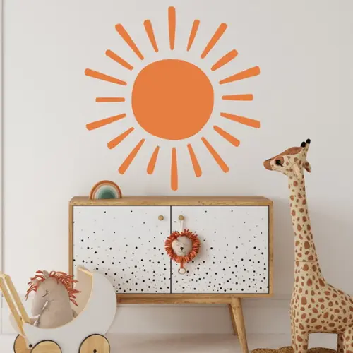 Adesivo de Parede Sol - Adesivo Sol Boho - Sol Laranja