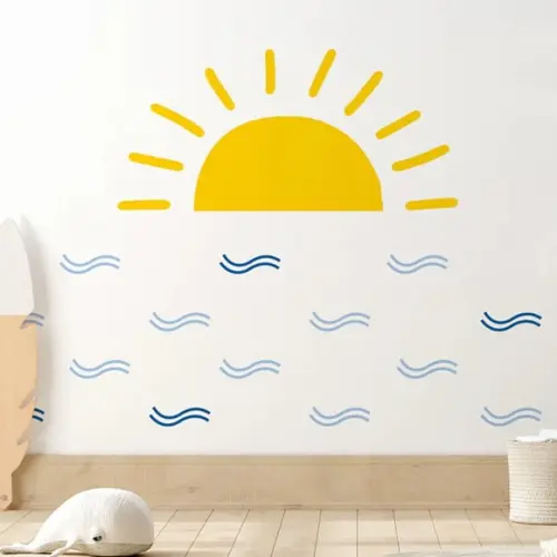 Adesivo de Parede Sol Boho - Adesivo Ondas
