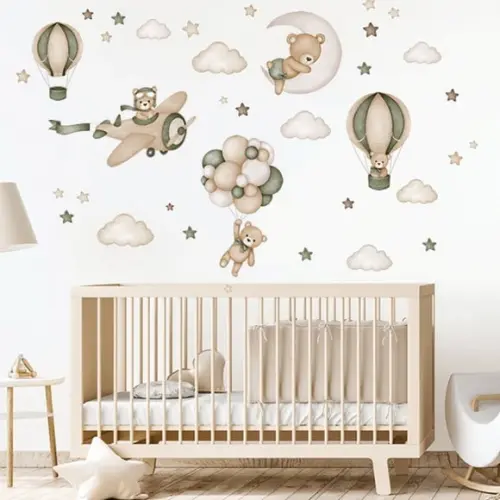 Adesivo de Parede Ursinho Aviador - Quarto de Bebê