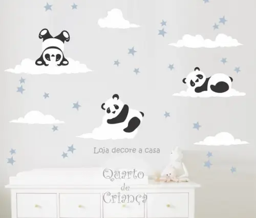 Adesivo de parede ursos panda