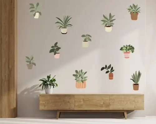 Adesivo de parede vasos de plantas