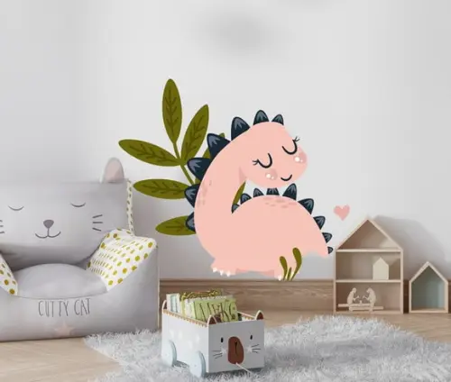 Adesivo Dinossauro Menina com Plantinha