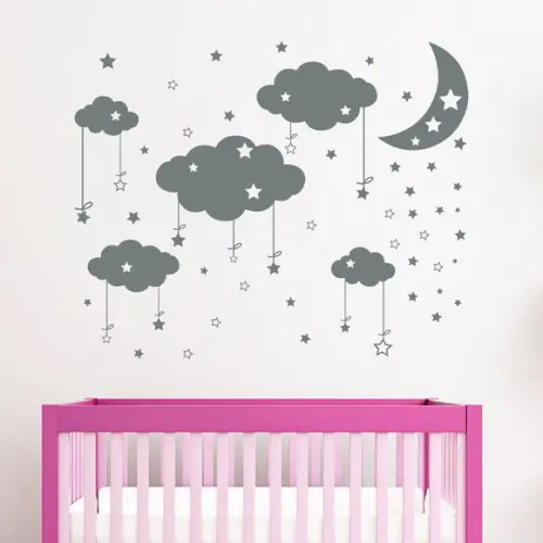 Adesivo lua nuvens e estrelas