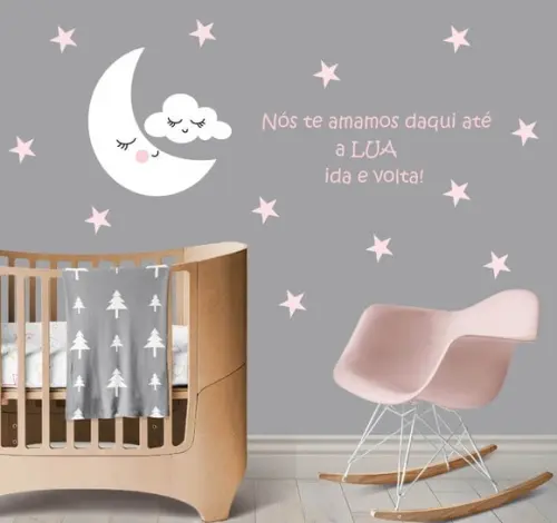 Adesivo lua + estrelas + nuvem