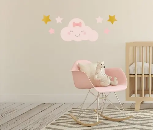 Adesivo nuvem com carinha + estrelas