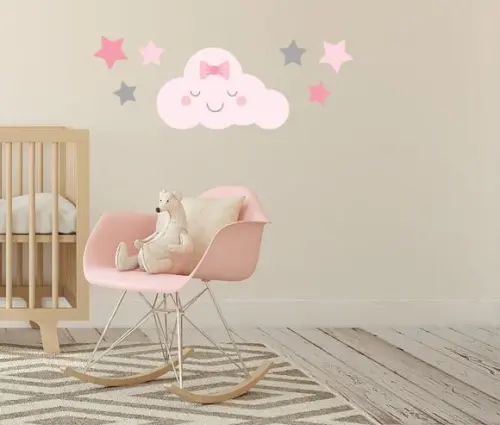 Adesivo nuvem com carinha + estrelas