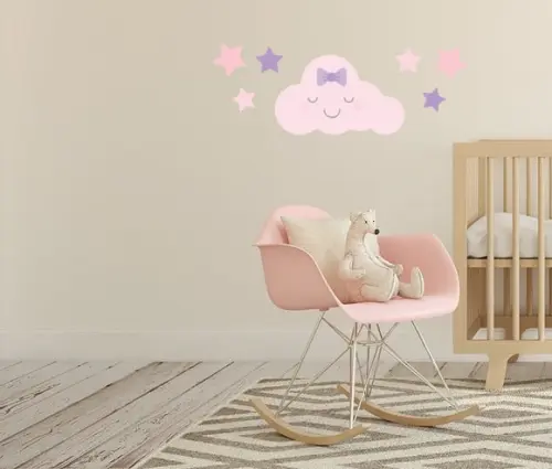 Adesivo nuvem com carinha + estrelas