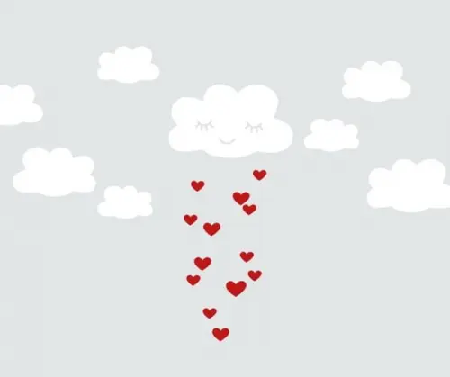 Adesivo nuvens + corações