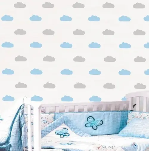 Adesivo nuvens cinza e azul