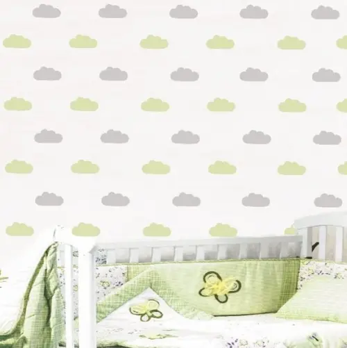 Adesivo nuvens cinza e verde