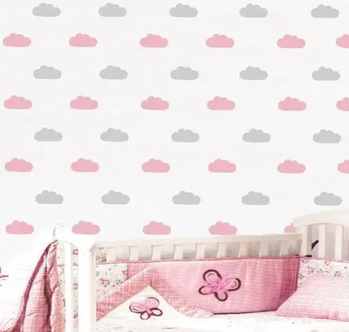 Adesivo nuvens cinza e rosa