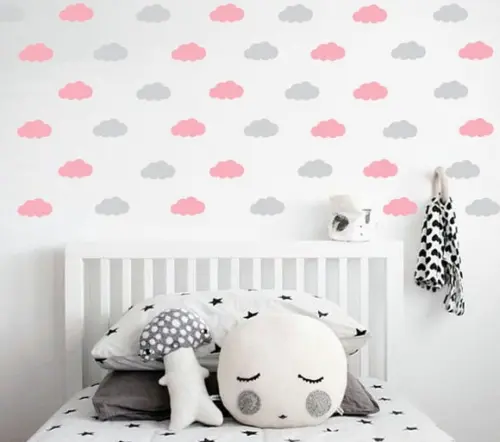 Adesivo nuvens rosa e cinza
