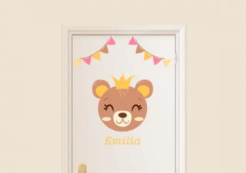 Adesivo para porta urso + nome