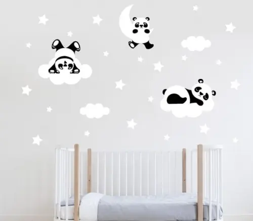 Adesivo pandas nas nuvens