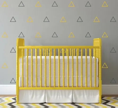Adesivo triângulos amarelo e cinza vazados