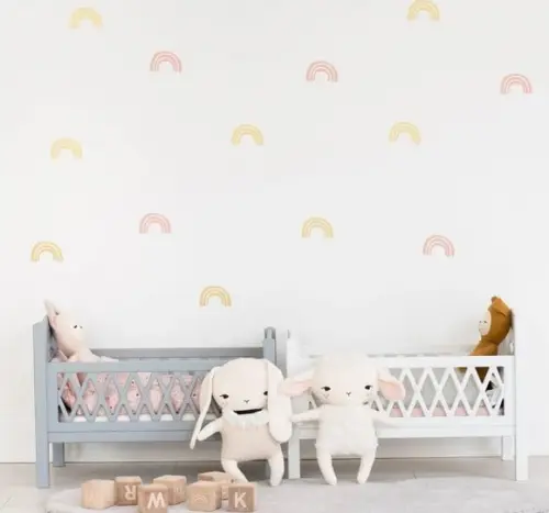 Adesivos de Parede Arco Iris Rosa e Dourado
