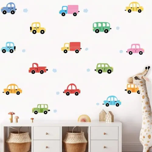 Adesivos de Parede de Carrinhos Coloridos