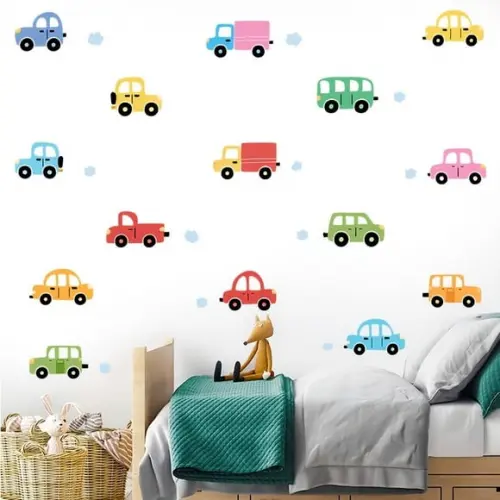Adesivos de Parede de Carrinhos Coloridos