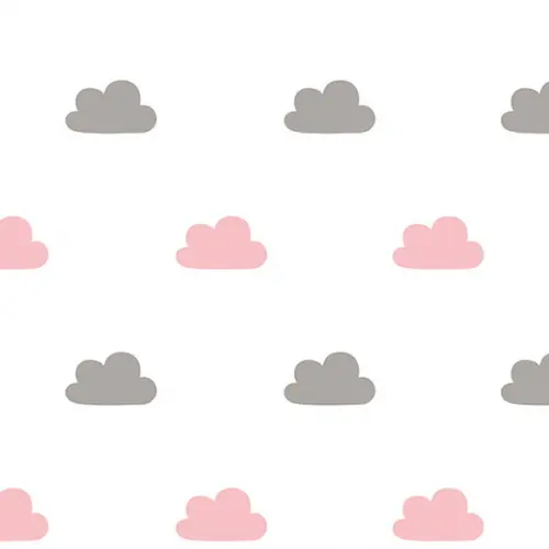 Adesivos de Parede Nuvens Rosa e Cinza