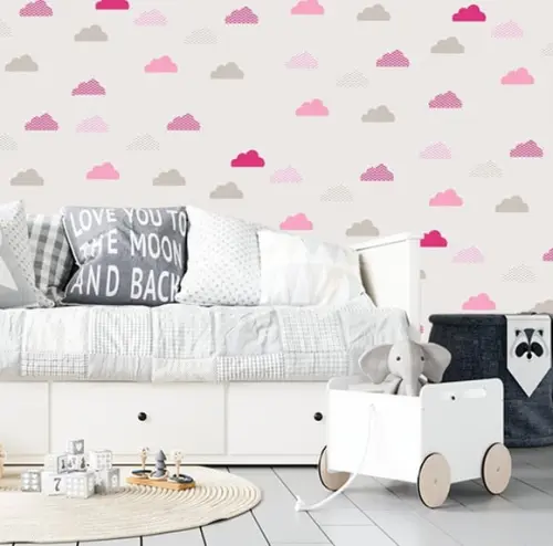 Adesivos de Parede Nuvens Pink/rosa/cinza
