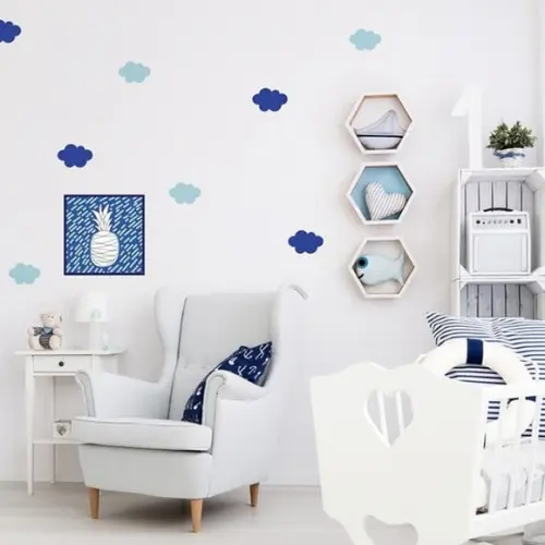 Adesivos de Parede Nuvens Azul Claro e Azul Escuro
