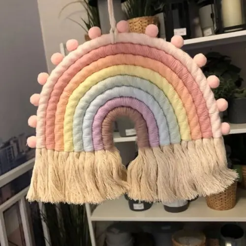 Arco Íris Macramê - Arco Íris em Macramê para Pendurar