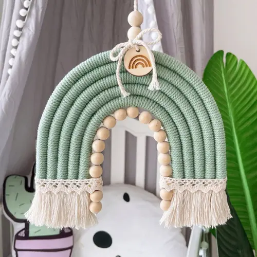 Arco Íris Macramê 35cm x 24cm - Decoração com Arco Íris