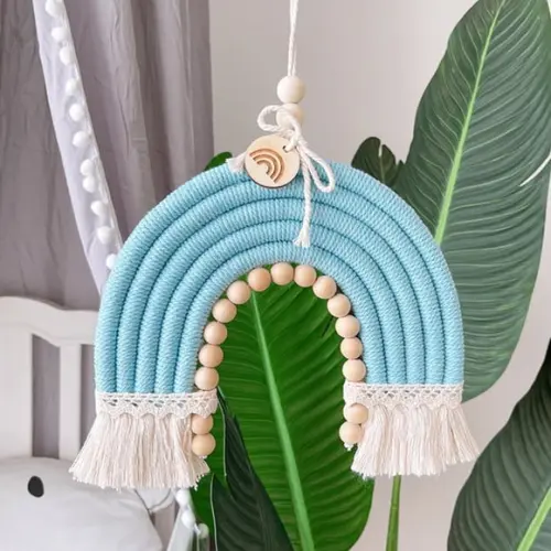 Arco Íris Macramê 35cm x 24cm - Decoração com Arco Íris