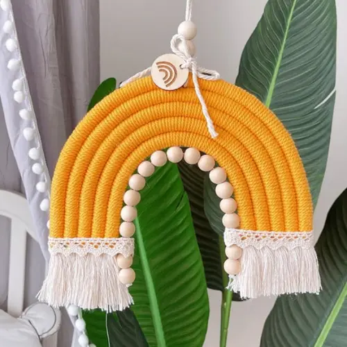 Arco Íris Macramê 35cm x 24cm - Decoração com Arco Íris
