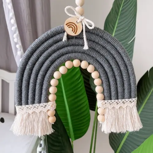 Arco Íris Macramê 35cm x 24cm - Decoração com Arco Íris