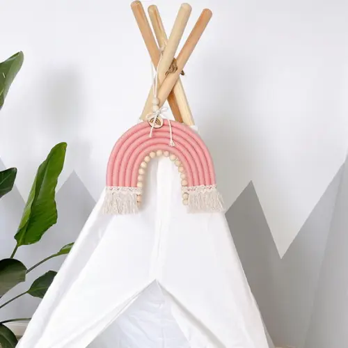 Arco Íris Macramê 35cm x 24cm - Decoração com Arco Íris